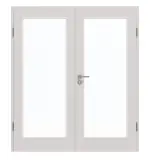 Frontansicht von GARANT Doppelflügeltür inkl. Zarge U12188SD Lichtgrau GHK08 mit Lichtausschnitt LA-3