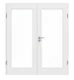 Frontansicht von GARANT Doppelflügeltür inkl. Zarge Matt Weißlack 9016 G-TEC mit Lichtausschnitt LA-3