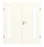 Frontansicht von GARANT Doppelflügeltür inkl. Zarge 0105-60 Pearl White CPL mit Lichtausschnitt LA-4 bandseitig