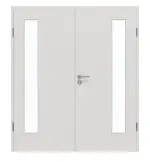 Frontansicht von GARANT Doppelflügeltür inkl. Zarge 0160-60 Silver Grey CPL mit Lichtausschnitt LA-4 bandseitig