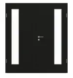 Frontansicht von GARANT Doppelflügeltür inkl. Zarge 0901-60 Black Resopal mit Lichtausschnitt LA-4 bandseitig