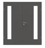 Frontansicht von GARANT Doppelflügeltür inkl. Zarge 10622-60 Ebony CPL mit Lichtausschnitt LA-4 bandseitig