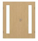 Frontansicht von GARANT Doppelflügeltür inkl. Zarge Authentic Asteiche GCK08 mit Lichtausschnitt LA-4 bandseitig