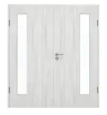 Frontansicht von GARANT Doppelflügeltür inkl. Zarge Authentic Grigio CPL mit Lichtausschnitt LA-4 bandseitig