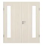 Frontansicht von GARANT Doppelflügeltür inkl. Zarge Authentic Perl GCK08 mit Lichtausschnitt LA-4 bandseitig