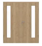 Frontansicht von GARANT Doppelflügeltür inkl. Zarge Authentic Risseiche GCK08 mit Lichtausschnitt LA-4 bandseitig