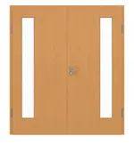 Frontansicht von GARANT Doppelflügeltür inkl. Zarge Buche Exklusiv CPL mit Lichtausschnitt LA-4 bandseitig