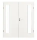 Frontansicht von GARANT Doppelflügeltür inkl. Zarge Quer Authentic Bianco GCK08 mit Lichtausschnitt LA-4 bandseitig