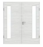 Frontansicht von GARANT Doppelflügeltür inkl. Zarge Quer Authentic Grigio GCK08 mit Lichtausschnitt LA-4 bandseitig