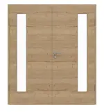 Frontansicht von GARANT Doppelflügeltür inkl. Zarge Quer Authentic Risseiche GCK08 mit Lichtausschnitt LA-4 bandseitig