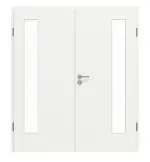 Frontansicht von GARANT Doppelflügeltür inkl. Zarge D354-60 Designer White Resopal mit Lichtausschnitt LA-4 bandseitig