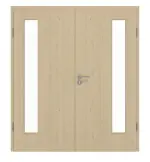 Frontansicht von GARANT Doppelflügeltür inkl. Zarge Natura Ahorn CPL mit Lichtausschnitt LA-4 bandseitig