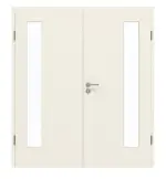 Frontansicht von GARANT Doppelflügeltür inkl. Zarge Weißlack 9010 CPL mit Lichtausschnitt LA-4 bandseitig