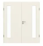 Frontansicht von GARANT Doppelflügeltür inkl. Zarge Weißlack 9010 GHK08 mit Lichtausschnitt LA-4 bandseitig