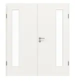 Frontansicht von GARANT Doppelflügeltür inkl. Zarge Weißlack 9016 GHK08 mit Lichtausschnitt LA-4 bandseitig