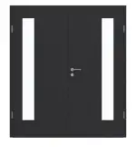 Frontansicht von GARANT Doppelflügeltür inkl. Zarge Matt RAL 9005 G-TEC mit Lichtausschnitt LA-4 bandseitig