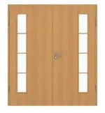Frontansicht von GARANT Doppelflügeltür inkl. Zarge Eiche Premium GCK08 mit Lichtausschnitt LA-4 bandseitig Sprosse SP10