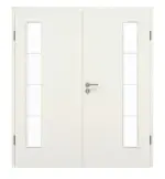 Frontansicht von GARANT Doppelflügeltür inkl. Zarge Weiß Struktur Premium CPL mit Lichtausschnitt LA-4 bandseitig Sprosse SP10