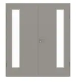 Frontansicht von GARANT Doppelflügeltür inkl. Zarge U12115SD Platingrau GHK08 mit Lichtausschnitt LA-4 bandseitig