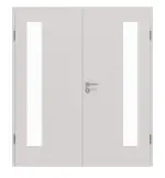 Frontansicht von GARANT Doppelflügeltür inkl. Zarge U12188SD Lichtgrau GHK08 mit Lichtausschnitt LA-4 bandseitig