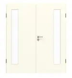 Frontansicht von GARANT Doppelflügeltür inkl. Zarge W980ST15 Platinweiß GHK08 mit Lichtausschnitt LA-4 bandseitig