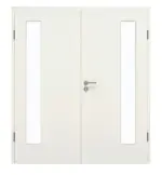 Frontansicht von GARANT Doppelflügeltür inkl. Zarge Weiß Struktur Premium CPL mit Lichtausschnitt LA-4 bandseitig