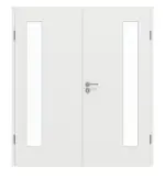 Frontansicht von GARANT Doppelflügeltür inkl. Zarge Matt Weißlack 9016 G-TEC mit Lichtausschnitt LA-4 bandseitig