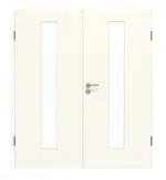 Frontansicht von GARANT Doppelflügeltür inkl. Zarge 0105-60 Pearl White CPL mit Lichtausschnitt LA-4 mittig