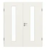 Frontansicht von GARANT Doppelflügeltür inkl. Zarge 0135-60 Rain Resopal mit Lichtausschnitt LA-4 mittig