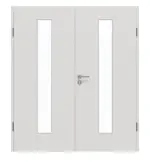 Frontansicht von GARANT Doppelflügeltür inkl. Zarge 0160-60 Silver Grey CPL mit Lichtausschnitt LA-4 mittig