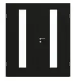 Frontansicht von GARANT Doppelflügeltür inkl. Zarge 0901-60 Black Resopal mit Lichtausschnitt LA-4 mittig