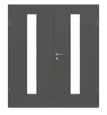 Frontansicht von GARANT Doppelflügeltür inkl. Zarge 10622-60 Ebony CPL mit Lichtausschnitt LA-4 mittig