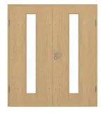 Frontansicht von GARANT Doppelflügeltür inkl. Zarge Authentic Asteiche CPL mit Lichtausschnitt LA-4 mittig