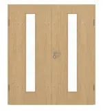 Frontansicht von GARANT Doppelflügeltür inkl. Zarge Authentic Asteiche GCK08 mit Lichtausschnitt LA-4 mittig