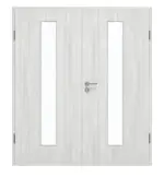 Frontansicht von GARANT Doppelflügeltür inkl. Zarge Authentic Grigio GCK08 mit Lichtausschnitt LA-4 mittig