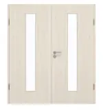 Frontansicht von GARANT Doppelflügeltür inkl. Zarge Authentic Perl CPL mit Lichtausschnitt LA-4 mittig