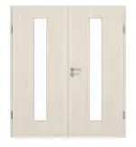 Frontansicht von GARANT Doppelflügeltür inkl. Zarge Authentic Perl GCK08 mit Lichtausschnitt LA-4 mittig