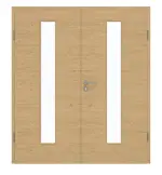 Frontansicht von GARANT Doppelflügeltür inkl. Zarge Quer Authentic Asteiche CPL mit Lichtausschnitt LA-4 mittig