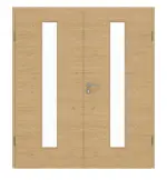 Frontansicht von GARANT Doppelflügeltür inkl. Zarge Quer Authentic Asteiche GCK08 mit Lichtausschnitt LA-4 mittig