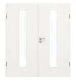 Frontansicht von GARANT Doppelflügeltür inkl. Zarge Quer Authentic Bianco CPL mit Lichtausschnitt LA-4 mittig