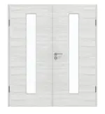 Frontansicht von GARANT Doppelflügeltür inkl. Zarge Quer Authentic Grigio GCK08 mit Lichtausschnitt LA-4 mittig