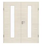 Frontansicht von GARANT Doppelflügeltür inkl. Zarge Quer Authentic Perl GCK08 mit Lichtausschnitt LA-4 mittig