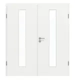 Frontansicht von GARANT Doppelflügeltür inkl. Zarge D354-60 Designer White Resopal mit Lichtausschnitt LA-4 mittig