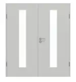 Frontansicht von GARANT Doppelflügeltür inkl. Zarge D92-60 Dove Grey Resopal mit Lichtausschnitt LA-4 mittig