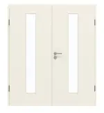 Frontansicht von GARANT Doppelflügeltür inkl. Zarge Weißlack 9010 GHK08 mit Lichtausschnitt LA-4 mittig