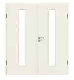 Frontansicht von GARANT Doppelflügeltür inkl. Zarge Weißlack 9010 mit Lichtausschnitt LA-4 mittig