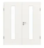 Frontansicht von GARANT Doppelflügeltür inkl. Zarge Weißlack 9016 GHK08 mit Lichtausschnitt LA-4 mittig