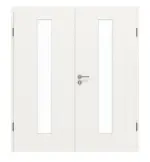 Frontansicht von GARANT Doppelflügeltür inkl. Zarge Weißlack 9016 mit Lichtausschnitt LA-4 mittig