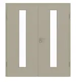 Frontansicht von GARANT Doppelflügeltür inkl. Zarge Matt Seidengrau 7044 G-TEC mit Lichtausschnitt LA-4 mittig