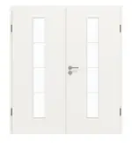 Frontansicht von GARANT Doppelflügeltür inkl. Zarge Weißlack 9016 mit Lichtausschnitt LA-4 mittig Sprosse SP10